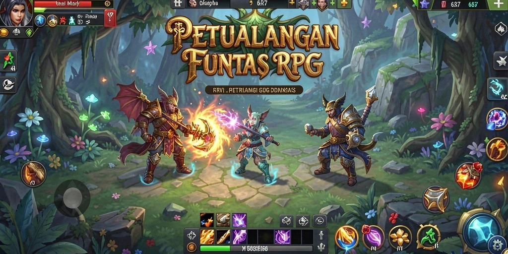 Screenshot gameplay 6RT menampilkan aksi seru dalam pertempuran RPG.