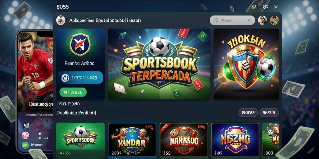 Tampilan antarmuka aplikasi Sportsbook 8055 yang menarik dan informatif.