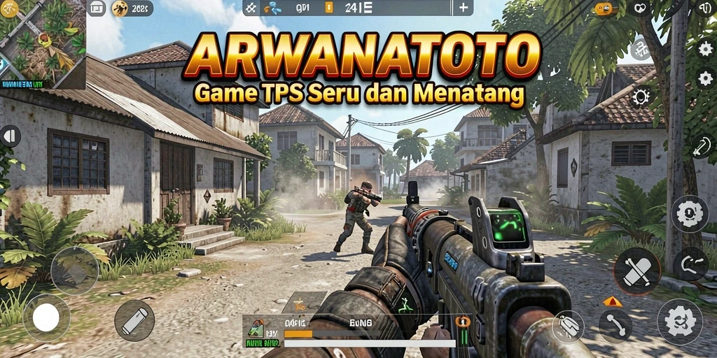 Tampilan gameplay ARWANATOTO dengan aksi pertempuran seru di dunia terbuka.