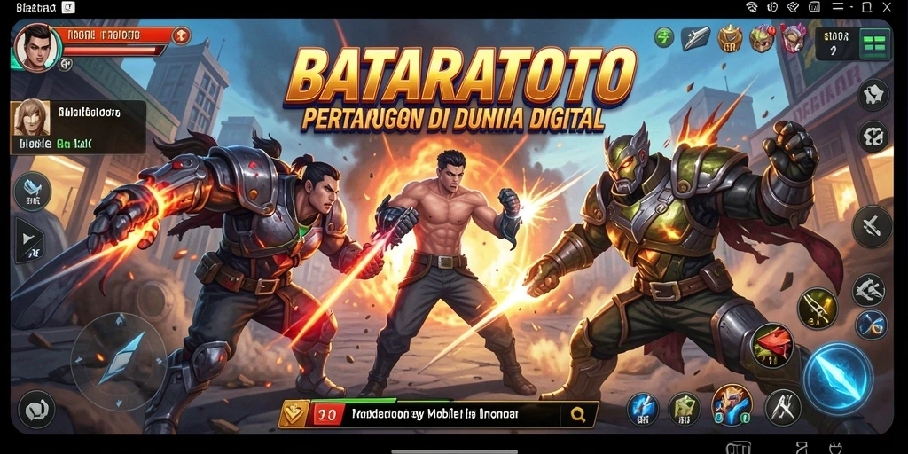 Screenshot gameplay <strong>BATARATOTO</strong> menunjukkan pertarungan mendebarkan antar karakter.