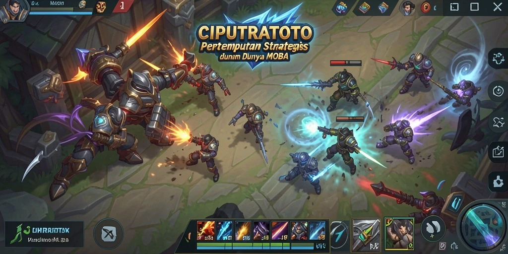 Screenshot menampilkan aksi intens dalam permainan MOBA.