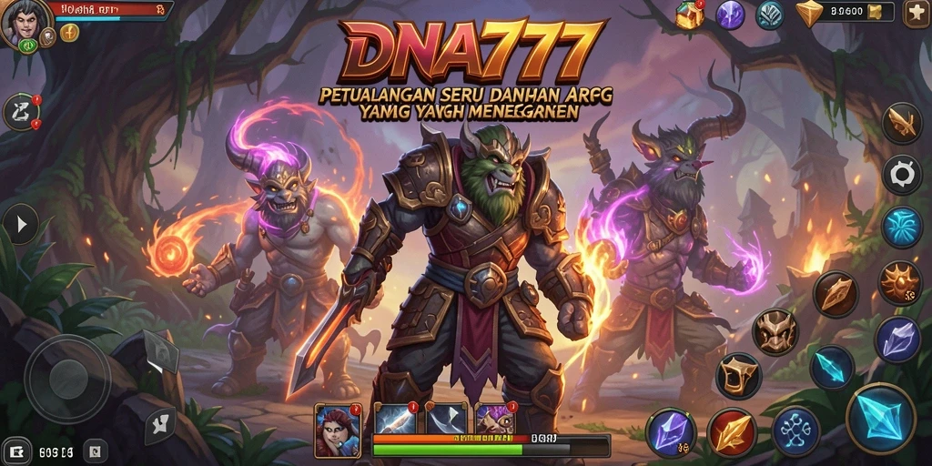 Tampilan gameplay mendebarkan dalam DNA777 dengan aksi ARPG yang intens.