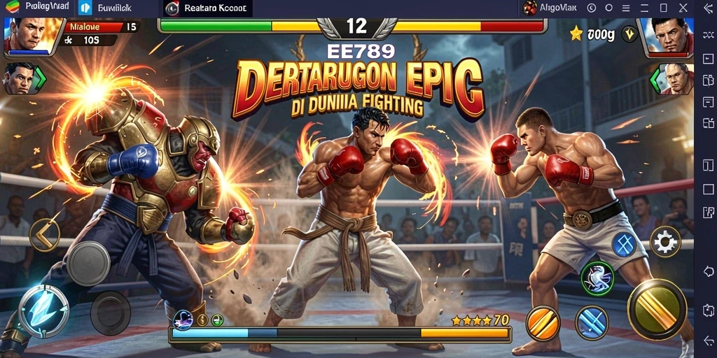 Tampilan penuh aksi dari gameplay Fighting EE789 yang mendebarkan.