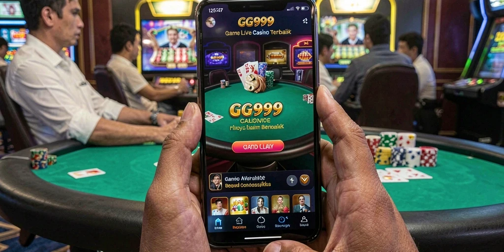 Screenshot dari gameplay Live Casino GG999 dengan dealer langsung yang interaktif.