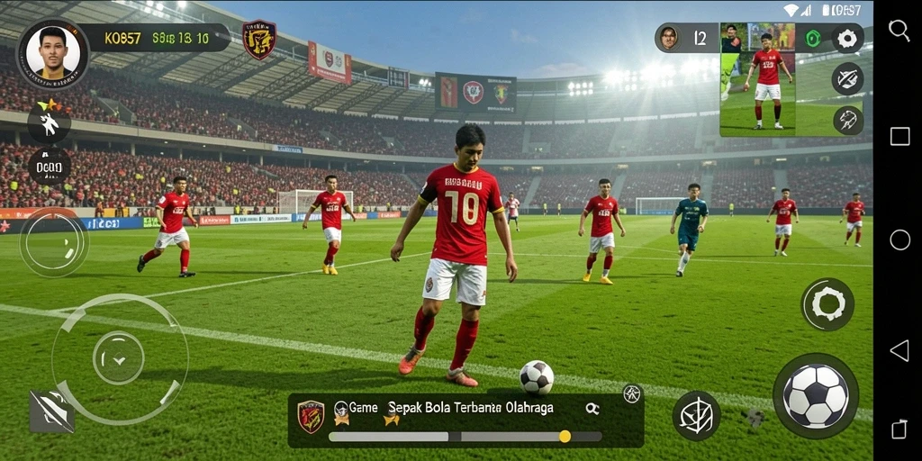 Tangkapan layar KO857 menunjukkan aksi seru permainan sepak bola.