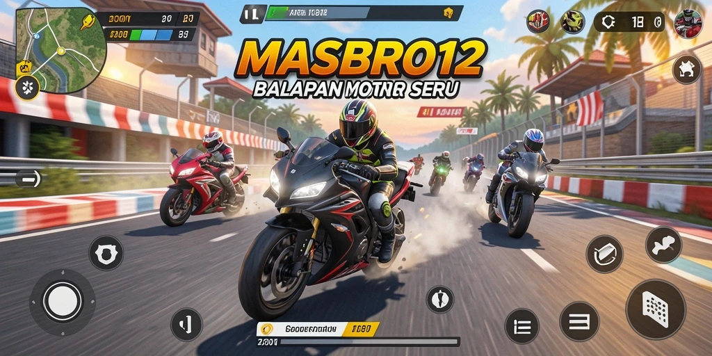 Screenshot dari gameplay seru dalam balapan motor.