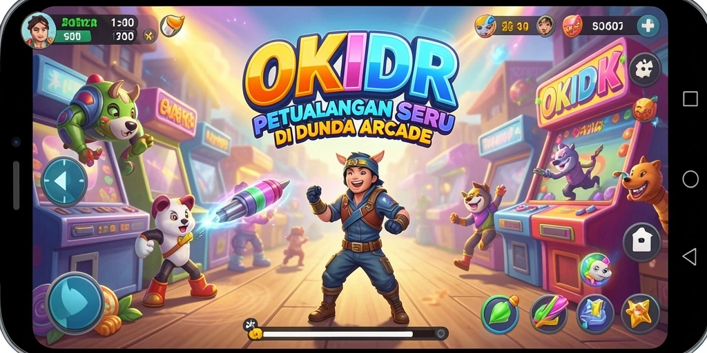 Tampilan gameplay OKIDR yang penuh warna dan menantang.