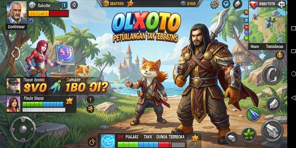 Tangkapan layar dari gameplay <strong>OLXTOTO</strong> yang menunjukkan eksplorasi dunia terbuka yang luas.