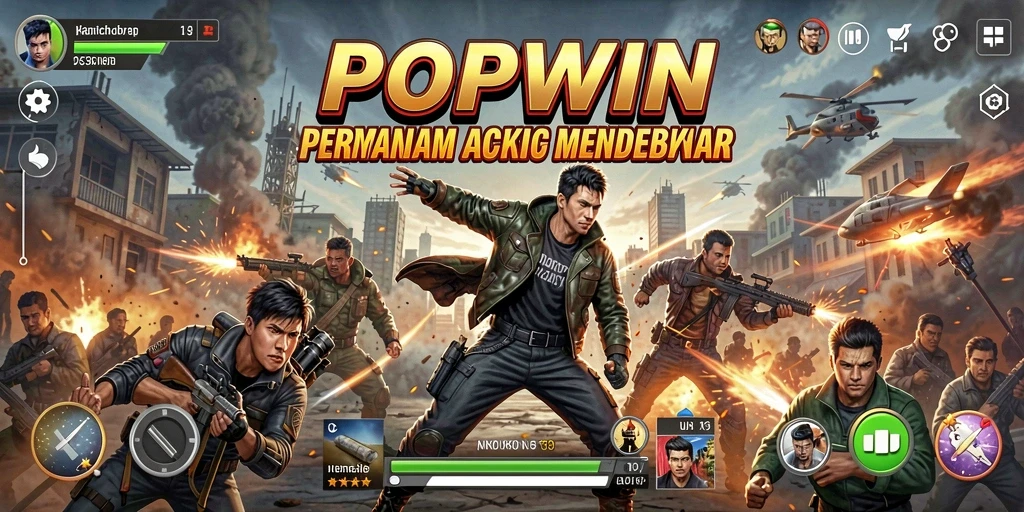 Tampilan seru dari gameplay aksi POPWIN yang mendebarkan.