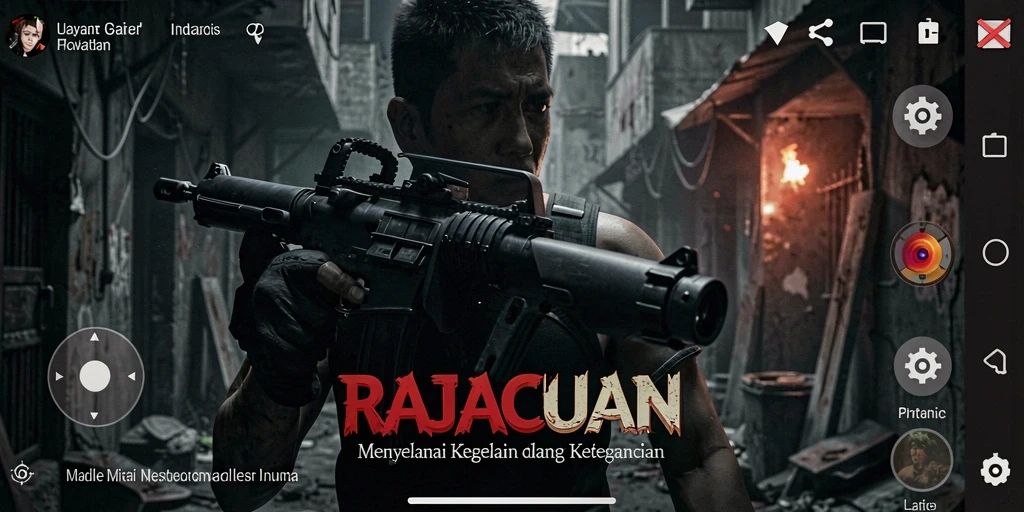 Screenshot gameplay RAJACUAN yang menampilkan suasana horor yang mencekam.