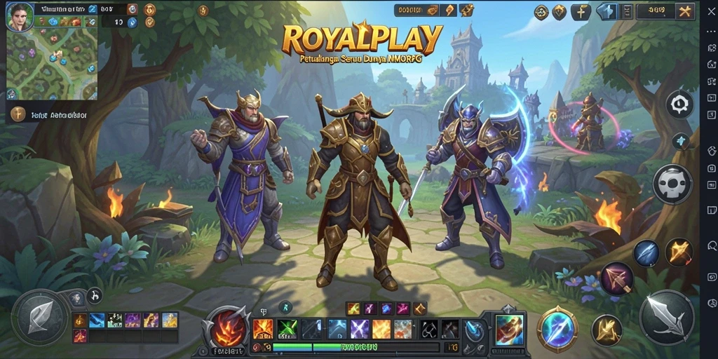 Screenshot utama yang menunjukkan gameplay seru di dunia ROYALPLAY.