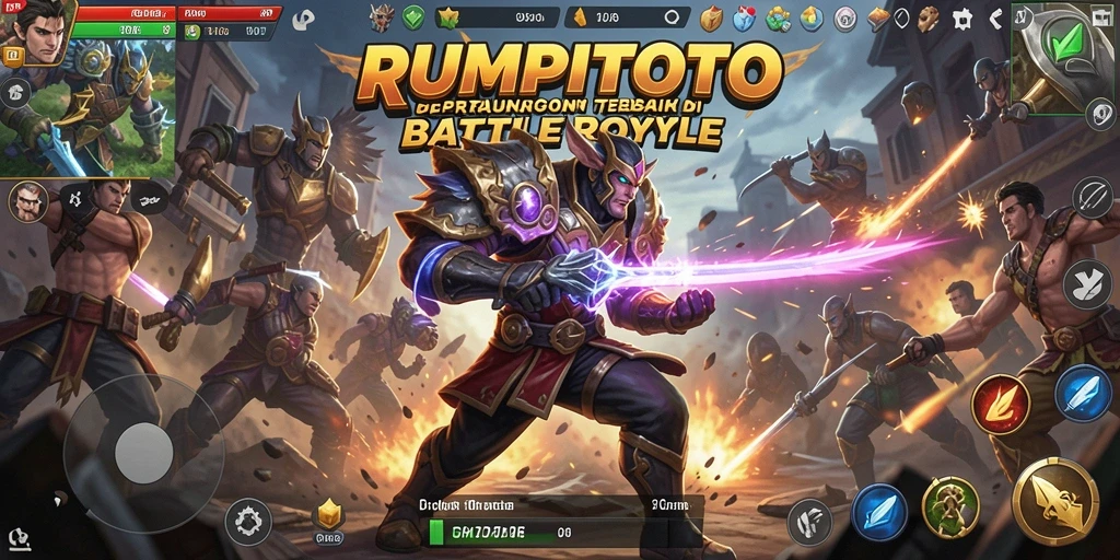Screenshot gameplay RUMPITOTO menampilkan aksi seru di medan pertempuran.
