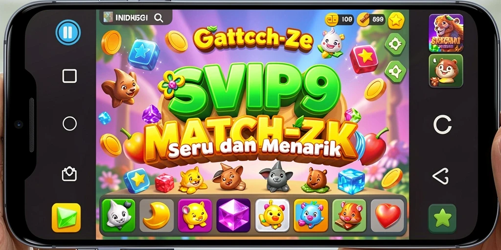Menampilkan gameplay seru dalam game match-3 SVIP9.
