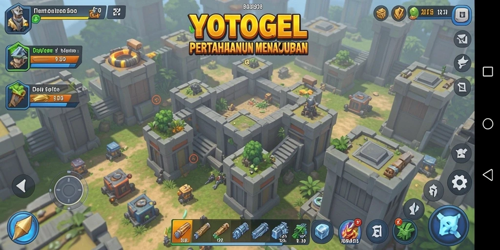 Tangkapan layar gameplay YOTOGEL menampilkan pertahanan menara yang strategis dan menegangkan.